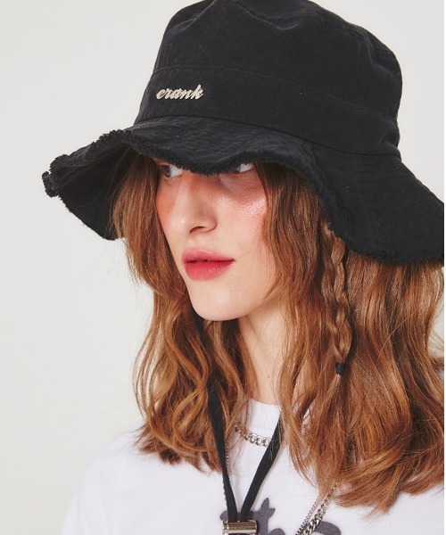 CRANK（クランク）の「【CRANK/クランク】LOGO STRING BUCKET HAT / サファリハット ストリング バケットハット（ハット・レディース・ブラック/ベージュ/ブルー・ONE SIZE）」の9枚目の写真