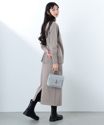 ハイネックニット × スリットスカート セットアップ(手洗い可能・セットアイテム)