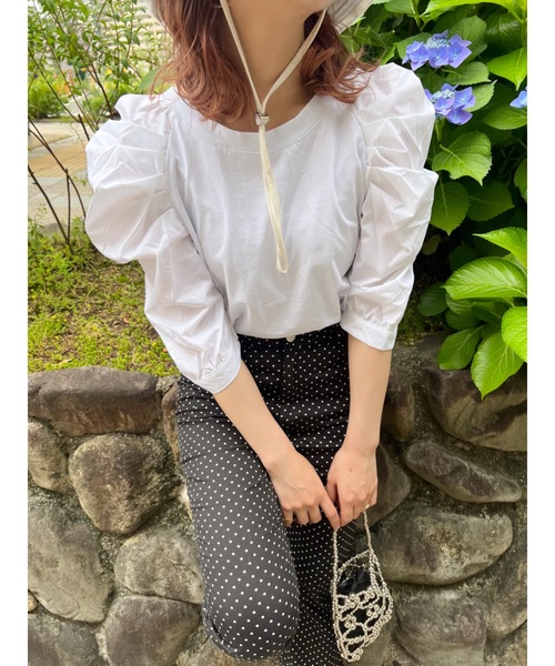 JUMELLE(ジュメロ)の「ロマンスリーブT(Tシャツ/カットソー・レディース・アイボリー/ブラック・FREE)」の3枚目の写真