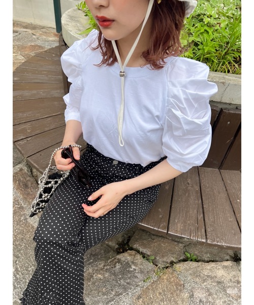 JUMELLE(ジュメロ)の「ロマンスリーブT(Tシャツ/カットソー・レディース・アイボリー/ブラック・FREE)」の11枚目の写真