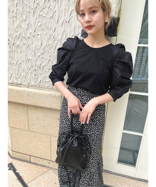 JUMELLE(ジュメロ)の「ロマンスリーブT(Tシャツ/カットソー・レディース・アイボリー/ブラック・FREE)」の5枚目の写真