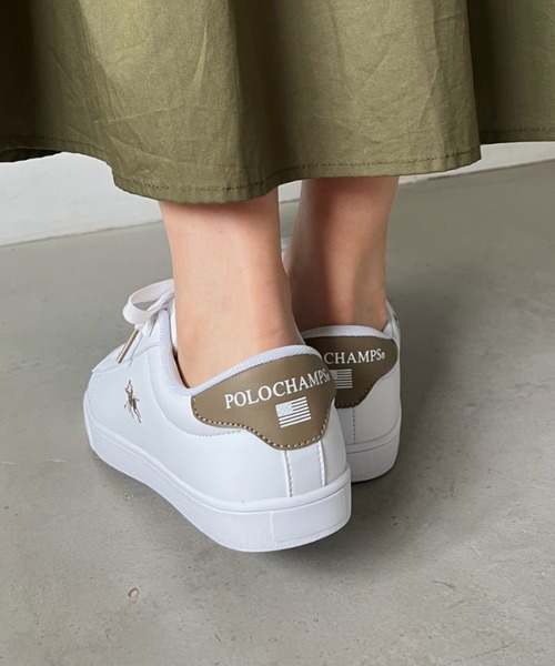 POLOCHAMPS（ポロチャンプス）の「【POLOCHAMPS/ポロチャンプス】別注 ワンポイント刺繍 ローカット ベーシック コートスニーカー（スニーカー・レディース・ネイビー/グリーン/グレイッシュベージュ/ライトグレー/ホワイト・23.0cm/23.5cm/24.0cm/24.5cm/25.0cm）」の22枚目の写真