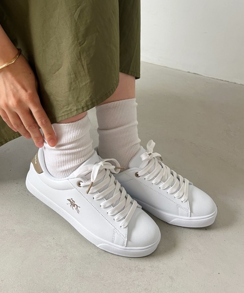 POLOCHAMPS（ポロチャンプス）の「【POLOCHAMPS/ポロチャンプス】別注 ワンポイント刺繍 ローカット ベーシック コートスニーカー（スニーカー・レディース・ネイビー/グリーン/グレイッシュベージュ/ライトグレー/ホワイト・23.0cm/23.5cm/24.0cm/24.5cm/25.0cm）」の21枚目の写真