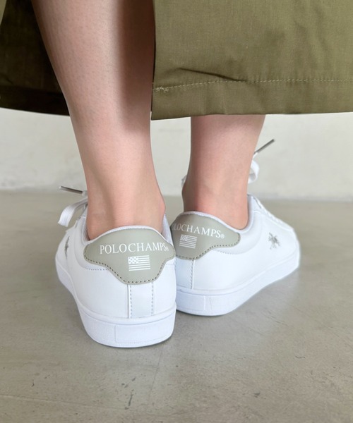 POLOCHAMPS（ポロチャンプス）の「【POLOCHAMPS/ポロチャンプス】別注 ワンポイント刺繍 ローカット ベーシック コートスニーカー（スニーカー・レディース・ネイビー/グリーン/グレイッシュベージュ/ライトグレー/ホワイト・23.0cm/23.5cm/24.0cm/24.5cm/25.0cm）」の14枚目の写真