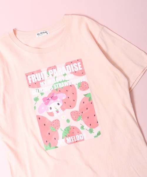 sanrio(サンリオ)の「sanrio サンリオ 半袖 Tシャツ(Tシャツ/カットソー・レディース・レッド/サックスブルー/ライトピンク/クリーム/レモンイエロー/オフホワイト/ネイビー・M/L/LL)」の6枚目の写真