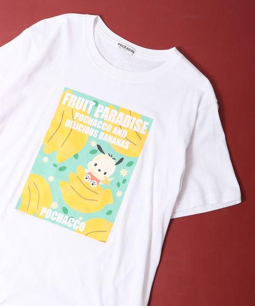 sanrio(サンリオ)の「sanrio サンリオ 半袖 Tシャツ(Tシャツ/カットソー・レディース・レッド/サックスブルー/ライトピンク/クリーム/レモンイエロー/オフホワイト/ネイビー・M/L/LL)」の2枚目の写真