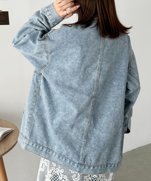 CLEA（クレア）の「ビッグサイズデニムジャケットブルゾン（デニムジャケット・レディース・ブラック/ブルー・M/L）」の3枚目の写真