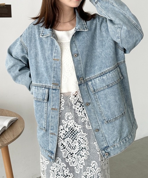 セール】ビッグサイズデニムジャケットブルゾン（デニムジャケット