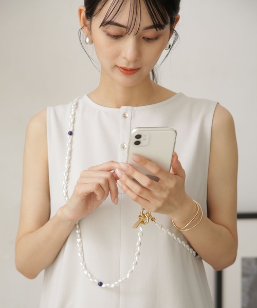 ハシバミ　スマホストラップ　天然石