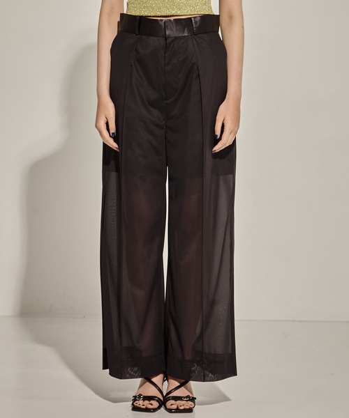 STUDIOUS（ステュディオス）の「【STUDIOUS/ステュディオス】レザーライクシアーパンツ〈セットアップ対応〉/モード見え（スラックス・レディース・ブラック/グレー・1/2）」の19枚目の写真