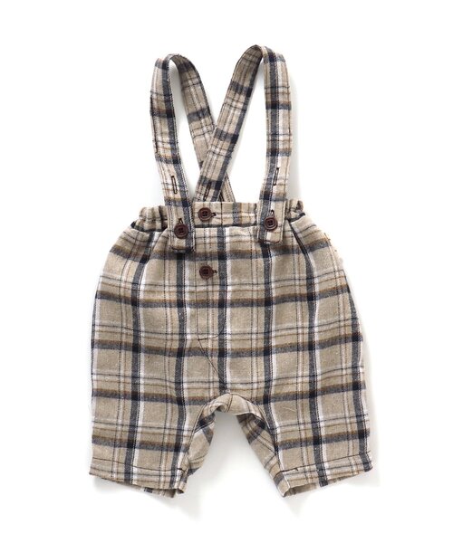 apres les cours（アプレレクール）の「デニム・チェック柄2WAYサロペット（サロペット/オーバーオール・キッズ・インディゴブルー/チェック・70/80）」の4枚目の写真