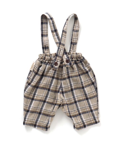 apres les cours（アプレレクール）の「デニム・チェック柄2WAYサロペット（サロペット/オーバーオール・キッズ・インディゴブルー/チェック・70/80）」の8枚目の写真