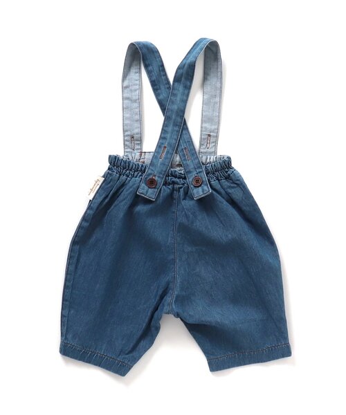 apres les cours（アプレレクール）の「デニム・チェック柄2WAYサロペット（サロペット/オーバーオール・キッズ・インディゴブルー/チェック・70/80）」の7枚目の写真