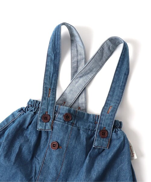 apres les cours（アプレレクール）の「デニム・チェック柄2WAYサロペット（サロペット/オーバーオール・キッズ・インディゴブルー/チェック・70/80）」の10枚目の写真