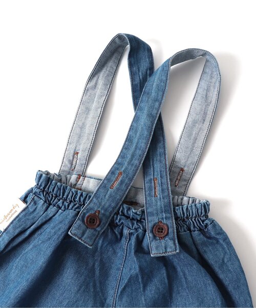 apres les cours（アプレレクール）の「デニム・チェック柄2WAYサロペット（サロペット/オーバーオール・キッズ・インディゴブルー/チェック・70/80）」の15枚目の写真