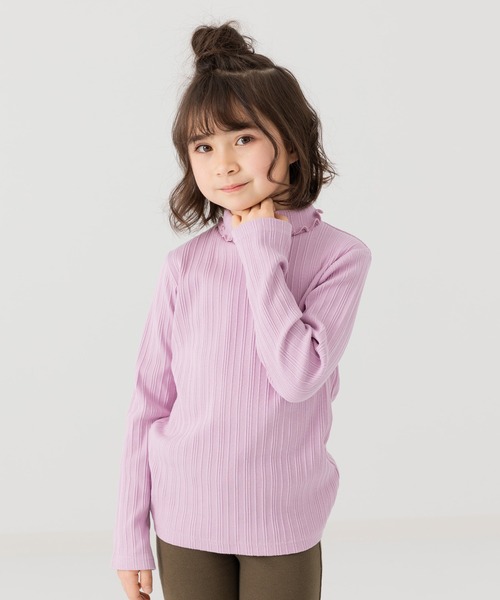 chil2（チルツー）の「ランダムテレコ ハイネックTシャツ（Tシャツ/カットソー・キッズ・ベージュ/ミント/ラベンダー/チャコールグレー/クリーム/ピンク・90cm/110cm/120cm/80ｃｍ/140cm/100cm/130cm）」の5枚目の写真