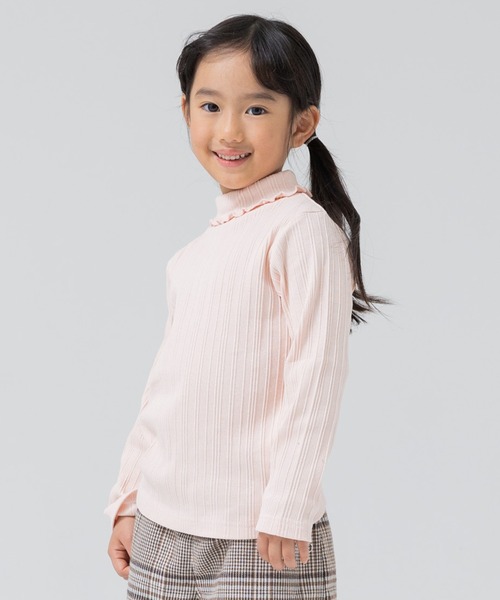 chil2（チルツー）の「ランダムテレコ ハイネックTシャツ（Tシャツ/カットソー・キッズ・ベージュ/ミント/ラベンダー/チャコールグレー/クリーム/ピンク・90cm/110cm/120cm/80ｃｍ/140cm/100cm/130cm）」の6枚目の写真