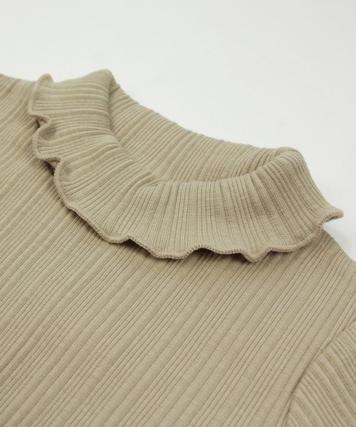 chil2（チルツー）の「ランダムテレコ ハイネックTシャツ（Tシャツ/カットソー・キッズ・ベージュ/ミント/ラベンダー/チャコールグレー/クリーム/ピンク・90cm/110cm/120cm/80ｃｍ/140cm/100cm/130cm）」の7枚目の写真