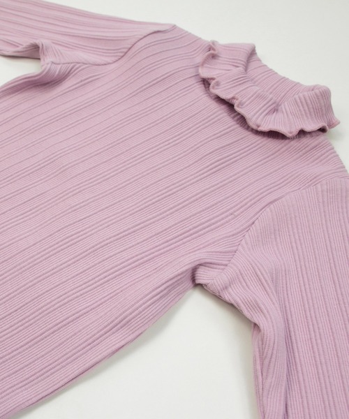 chil2（チルツー）の「ランダムテレコ ハイネックTシャツ（Tシャツ/カットソー・キッズ・ベージュ/ミント/ラベンダー/チャコールグレー/クリーム/ピンク・90cm/110cm/120cm/80ｃｍ/140cm/100cm/130cm）」の12枚目の写真