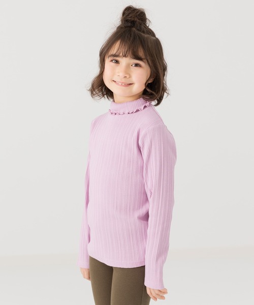 chil2（チルツー）の「ランダムテレコ ハイネックTシャツ（Tシャツ/カットソー・キッズ・ベージュ/ミント/ラベンダー/チャコールグレー/クリーム/ピンク・90cm/110cm/120cm/80ｃｍ/140cm/100cm/130cm）」の10枚目の写真