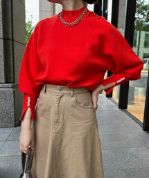 【新色追加】【WEB限定】 ミラノリブ袖パールトップス