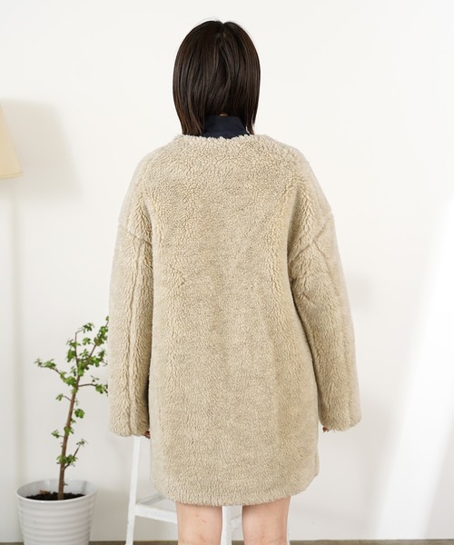 TICCA（ティッカ）の「TICCA/ティッカ ウールファーロングコート（ダウンジャケット/コート・レディース・キャメル/ベージュ・FREE）」の4枚目の写真