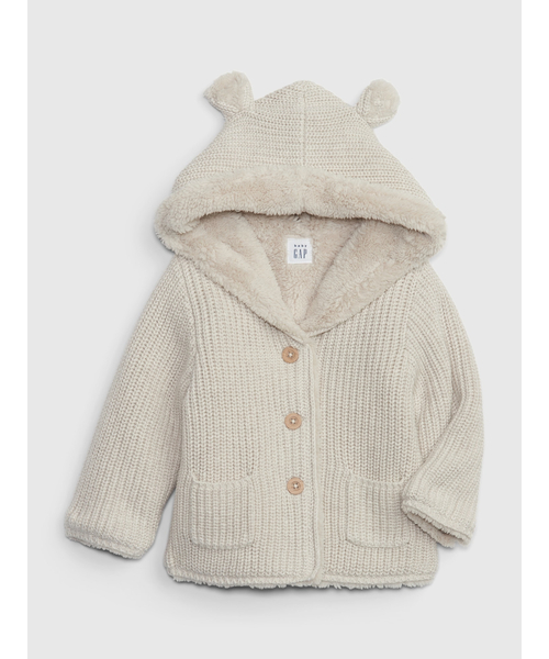GAP（ギャップ）の「裏ボアセーターカーディガン (ベビー)（カーディガン/ボレロ・キッズ・グレー/ピンク/チャコールグレー/ナチュラル/ブラウン/ブルー・3-6M/12-18M/18-24M/6-12M）」の5枚目の写真