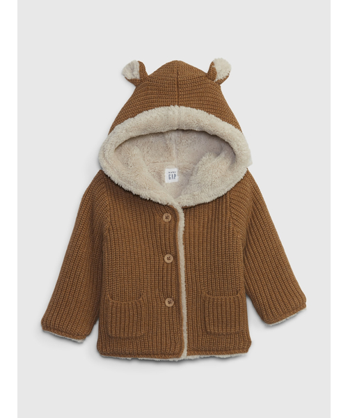 GAP（ギャップ）の「裏ボアセーターカーディガン (ベビー)（カーディガン/ボレロ・キッズ・グレー/ピンク/チャコールグレー/ナチュラル/ブラウン/ブルー・3-6M/12-18M/18-24M/6-12M）」の4枚目の写真