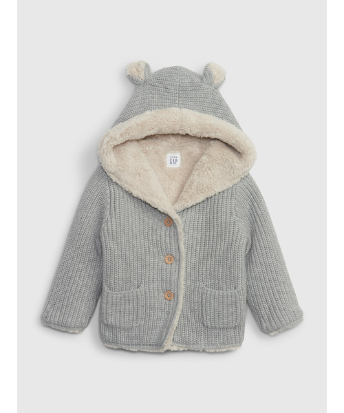 GAP（ギャップ）の「裏ボアセーターカーディガン (ベビー)（カーディガン/ボレロ・キッズ・グレー/ピンク/チャコールグレー/ナチュラル/ブラウン/ブルー・3-6M/12-18M/18-24M/6-12M）」の3枚目の写真