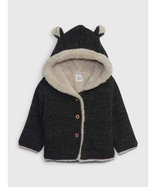 GAP（ギャップ）の「裏ボアセーターカーディガン (ベビー)（カーディガン/ボレロ・キッズ・グレー/ピンク/チャコールグレー/ナチュラル/ブラウン/ブルー・3-6M/12-18M/18-24M/6-12M）」の2枚目の写真