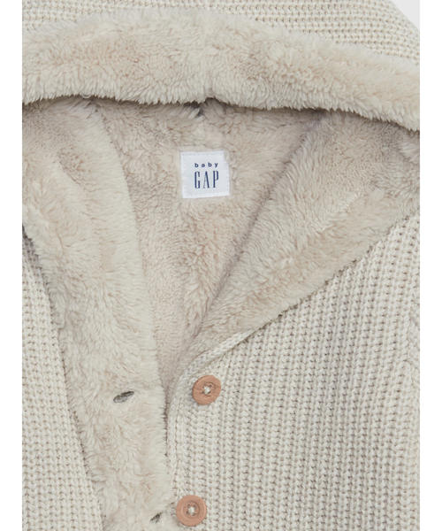 GAP（ギャップ）の「裏ボアセーターカーディガン (ベビー)（カーディガン/ボレロ・キッズ・グレー/ピンク/チャコールグレー/ナチュラル/ブラウン/ブルー・3-6M/12-18M/18-24M/6-12M）」の9枚目の写真