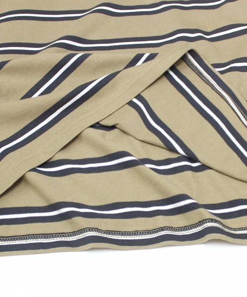 SHISKY(シスキー)の「ボーダーBIGシルエット ロンT(Tシャツ/カットソー・メンズ・チャコール/ベージュ/ネイビー/オフホワイト/ダークグリーン/ブラック/グレー系/ベージュ系/パープル系/ホワイト系/ブラック系・M/L/XL)」の22枚目の写真