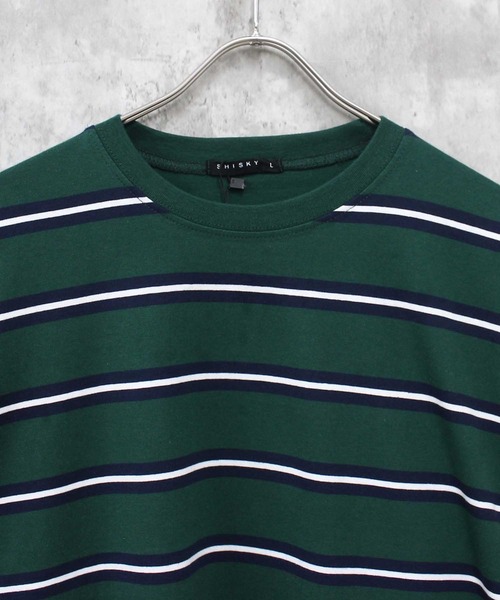 SHISKY(シスキー)の「ボーダーBIGシルエット ロンT(Tシャツ/カットソー・メンズ・チャコール/ベージュ/ネイビー/オフホワイト/ダークグリーン/ブラック/グレー系/ベージュ系/パープル系/ホワイト系/ブラック系・M/L/XL)」の17枚目の写真