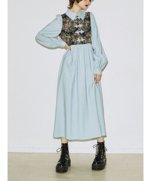 jouetie（ジュエティ）の「ゴブランドッキングワンピース（ワンピース・レディース・ボルドー/ブラック/ブルー・MEDIUM）」の14枚目の写真