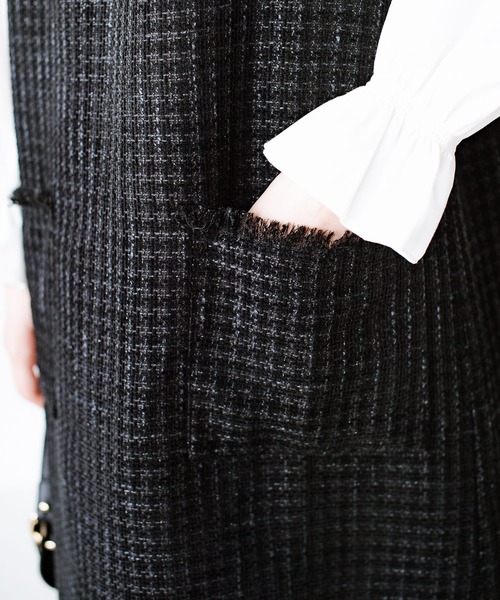 haco!（ハコ）の「きっちりと普段づかいの両立可能！　しっかり使えてちゃんと華やぐツイードジャンパースカート〈日々グッジョ部’s idea〉（ジャンパースカート・レディース・ブラック・SMALL/LARGE/MEDIUM/X-LARGE）」の14枚目の写真