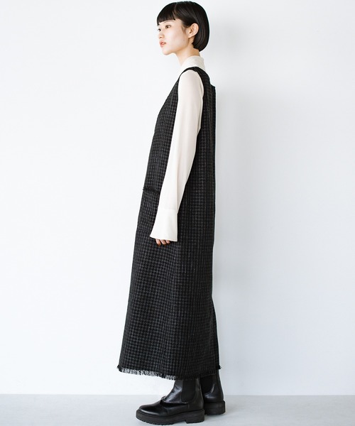 haco!（ハコ）の「きっちりと普段づかいの両立可能！　しっかり使えてちゃんと華やぐツイードジャンパースカート〈日々グッジョ部’s idea〉（ジャンパースカート・レディース・ブラック・SMALL/LARGE/MEDIUM/X-LARGE）」の11枚目の写真