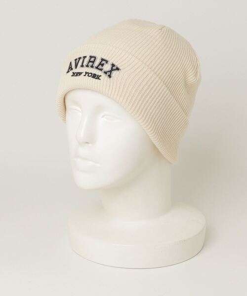 AVIREX（アヴィレックス）の「LOGO WATCH CAP / ロゴ ワッチ キャップ / ビーニー / AVIREX / アヴィレックス（ニットキャップ/ビーニー・メンズ・ブラック/オレンジ/グレー/ブルー/ブラウン/ホワイト系2・F）」の2枚目の写真