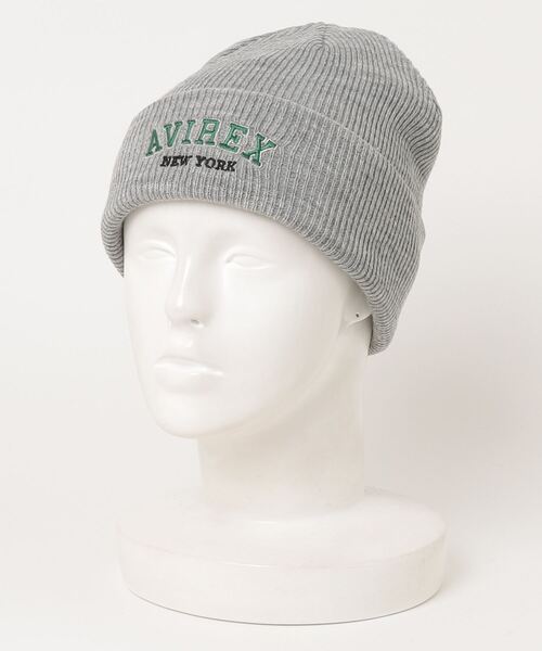 AVIREX（アヴィレックス）の「LOGO WATCH CAP / ロゴ ワッチ キャップ / ビーニー / AVIREX / アヴィレックス（ニットキャップ/ビーニー・メンズ・ブラック/オレンジ/グレー/ブルー/ブラウン/ホワイト系2・F）」の4枚目の写真