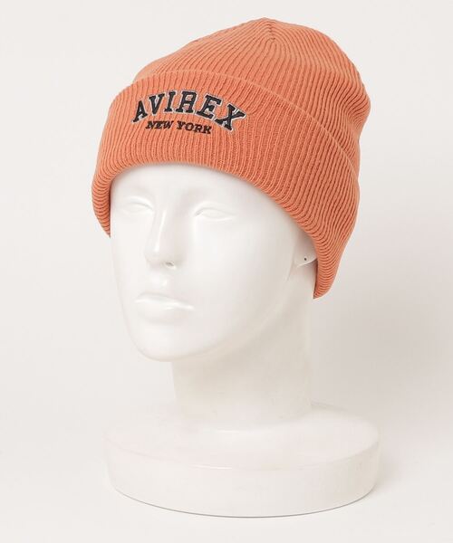 AVIREX（アヴィレックス）の「LOGO WATCH CAP / ロゴ ワッチ キャップ / ビーニー / AVIREX / アヴィレックス（ニットキャップ/ビーニー・メンズ・ブラック/オレンジ/グレー/ブルー/ブラウン/ホワイト系2・F）」の6枚目の写真