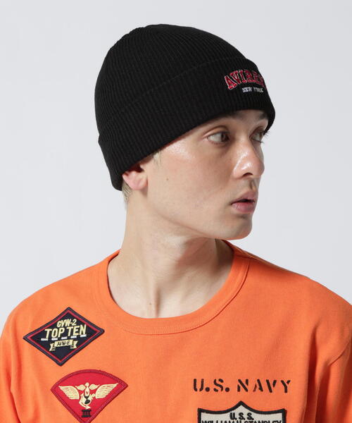 AVIREX（アヴィレックス）の「LOGO WATCH CAP / ロゴ ワッチ キャップ / ビーニー / AVIREX / アヴィレックス（ニットキャップ/ビーニー・メンズ・ブラック/オレンジ/グレー/ブルー/ブラウン/ホワイト系2・F）」の7枚目の写真