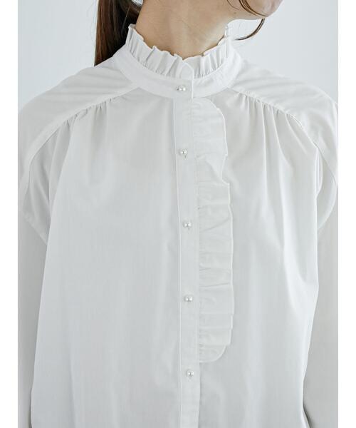 Te chichi（テチチ）の「前後2WAYパール釦スタンドフリルブラウス（シャツ/ブラウス・レディース・ブラック/オフホワイト/ネイビー・F）」の18枚目の写真
