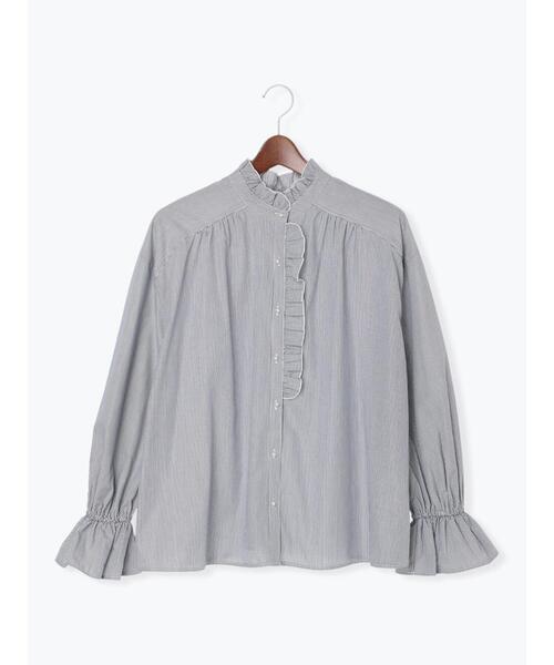 Te chichi（テチチ）の「前後2WAYパール釦スタンドフリルブラウス（シャツ/ブラウス・レディース・ブラック/オフホワイト/ネイビー・F）」の13枚目の写真