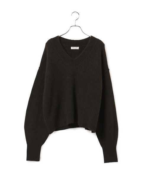 SALON adam et rope'（サロン アダム エ ロペ）の「スーリーアルパカVネックニットプルオーバー（ニット/セーター・レディース・オフホワイト/ダークブラウン/ライトグリーン・FREE）」の10枚目の写真