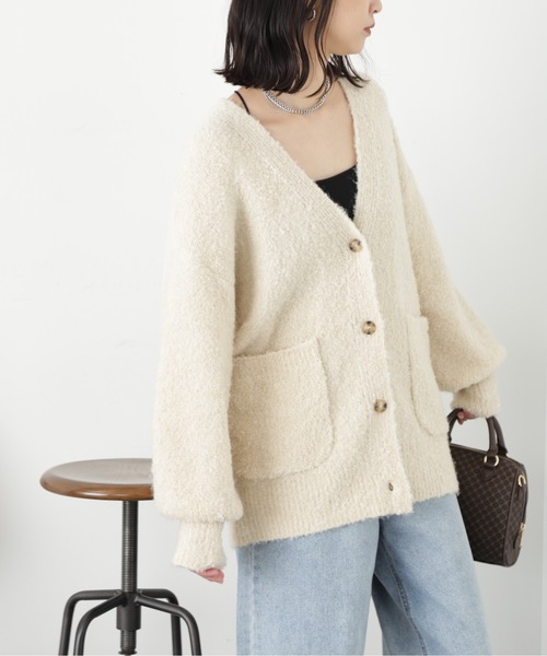 FREE'S MART（フリーズマート）の「◆［WEB限定カラー］ミックスブークレーニットカーディガン（カーディガン/ボレロ・レディース・グレー系その他/オフホワイト/ピンク/ブルー/ラベンダー・FREE）」の19枚目の写真