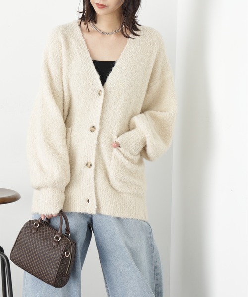 FREE'S MART（フリーズマート）の「◆［WEB限定カラー］ミックスブークレーニットカーディガン（カーディガン/ボレロ・レディース・グレー系その他/オフホワイト/ピンク/ブルー/ラベンダー・FREE）」の20枚目の写真