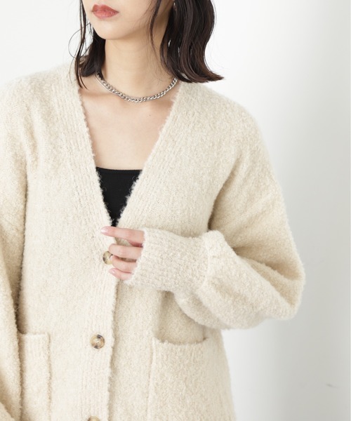 FREE'S MART（フリーズマート）の「◆［WEB限定カラー］ミックスブークレーニットカーディガン（カーディガン/ボレロ・レディース・グレー系その他/オフホワイト/ピンク/ブルー/ラベンダー・FREE）」の21枚目の写真