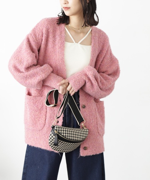 FREE'S MART（フリーズマート）の「◆［WEB限定カラー］ミックスブークレーニットカーディガン（カーディガン/ボレロ・レディース・グレー系その他/オフホワイト/ピンク/ブルー/ラベンダー・FREE）」の6枚目の写真