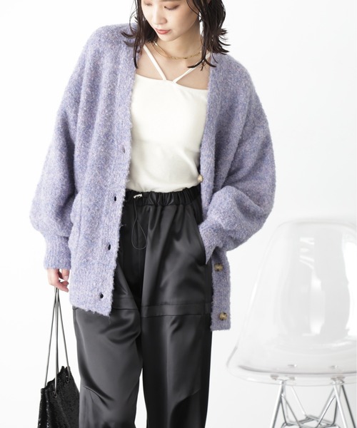 FREE'S MART（フリーズマート）の「◆［WEB限定カラー］ミックスブークレーニットカーディガン（カーディガン/ボレロ・レディース・グレー系その他/オフホワイト/ピンク/ブルー/ラベンダー・FREE）」の17枚目の写真