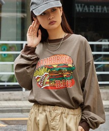 ヴィンテージライクフードショップデザイン リンガー ビッグ長袖Tシャツ
