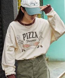 ヴィンテージライクフードショップデザイン リンガー ビッグ長袖Tシャツ